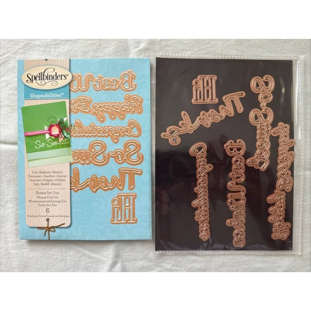 Phrase Set One Spellbinders Shapeabilities Die Set S4-563 Thank You Hi and more!